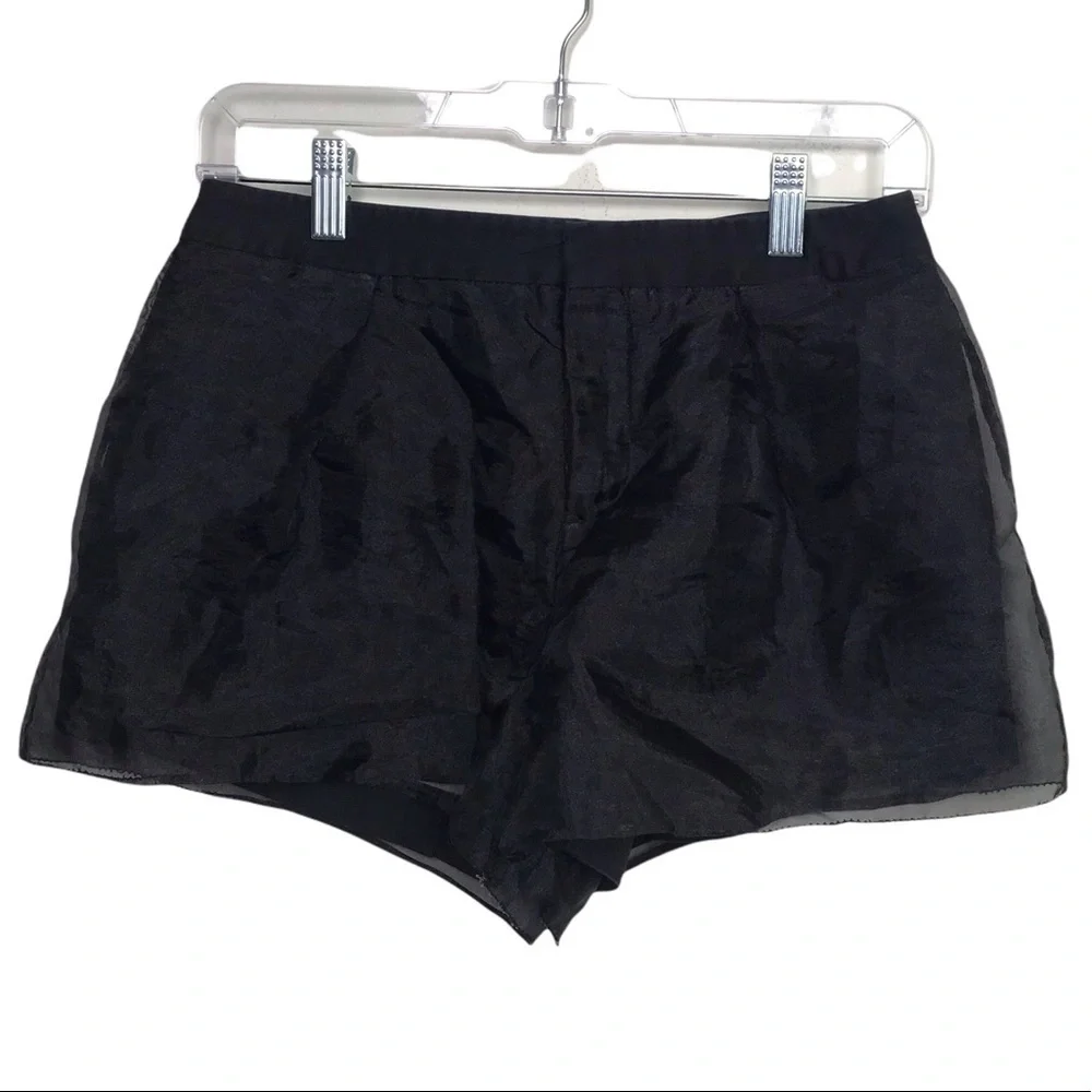 Lily Black Chiffon Mid Rise Shorts